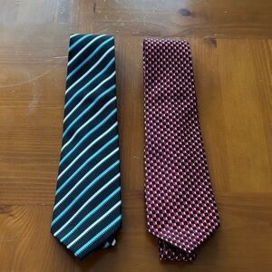 Versa Collezioni Men’s Handmade Silk Neckties  Set of 2 Striped Checkered